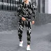 مسارات الرجال 2022 Autumn Tracksuit بأكمام طويلة tirt sweatpants تناسب الرجال شارع الشارع من النوع الثقيل للملابس ذات الحجم الكبير 2 قطعة