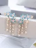 Pendientes colgantes XIUMEIYIZU Hermosa Mini Flor Borla Lujo Chapado en oro Zircon Jewelri Crystal Angel Ear Sweep Climber