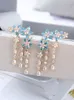 Dangle Earrings XIUMEIYIZU Beautiful Mini Flower Tassel Luxury Gold Plating Zircon Jewelri Crystal Angel Ear Sweep Climber