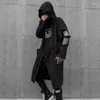 Trench da uomo Goccia Manica maschile Scava fuori Punk Hip Hop Cappotto con cappuccio con cintura regolabile Uomo Giacca lunga vintage Mantello gotico