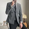 Men's Suits Men's & Blazers British Style For Men's Double Breasted Business Casual Suit Jackets Office Social Dress Coat Wedding