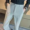 Abiti da uomo Pantaloni casual da lavoro in vita allungata invisibile di alta qualità per abbigliamento da uomo 2022 Pantaloni da abbigliamento formale slim fit Pantalon Homme