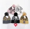 2022 New Fashion Women Winter Hats Leopard Knitted Beanies Caps Hair Ball Thick Girls Winter Warm Hat