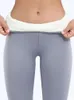 Calça feminina Cappris feminina Leggings quentes Mulheres inverno grosso de veludo de veludo cintura alta compressão preta calça de lã de cordeiro