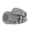 Cintura con strass occidentali Fibbia ad ardiglione con borchie di diamanti Moda casual Cinturino di lusso Cinture bling in pelle PU per donna