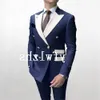 Beau Double Boutonnage Garçons D'honneur Peak Revers Groom Tuxedos Costumes Homme Mariage / Bal / Dîner Homme Blazer Veste Pantalon Cravate K752