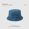 Yaz mavi denim benzersiz cep tasarım balıkçı panama şapka açık katlanabilir erkek kız şapka