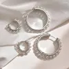 Kolczyki obręcze Jakość S925 Srebrny post moda Full Micro Pave Top cyrkon Pearl Circle For Kobiet