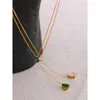 Ketens yhpup groen witte kubieke zirkonia minimalistische elegante roestvrijstalen ketting ketting bling charme mode Koreaanse sieraden vrouwen cadeau