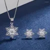 Hanger Kettingen Luxe Zilver Kleur Sneeuwvlok Vrouwen Ketting Mode Hoge Kwaliteit Kristal Zirkoon Lange Ketting Trendy Sieraden