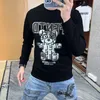 Yuvarlak Boyun Sokak Giyim Hoodies Mektup Ayı Elmas Elmas Erkek Külot Gündelik Gençlik Moda Adam Kazak Uzun Kollu T-Shirt Giyim M-5XL