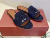 Realfine Slippers 5A LP LoroPiana Mocka Summer Charms Sandal Mules Sandaler För Dam Stl 34-43