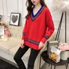 Maglioni da donna Maglione con scollo a V Pullover Patchwork Casual Allentato Vendita America europea Autunno Inverno Abbigliamento Abiti LXJ985