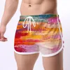 Men's Shorts 2022 European And American Large Size Men's Plant Series 3D Quick-Drying Three-Point Swimming Trunks Casual Loose Beach