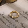 Pierścienie klastra 2022 Minimalistyczny łańcuch linków dla kobiet Vintage złoty kolor geometryczny pierścień