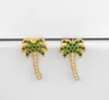 Brincos de joias de zirconia cúbica Coração de coco árvore dourada cor de cristal cz clipes sem brincos perfurados para jóias femininas A43J