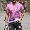 Męskie koszule moda letnia sztuka kolorowy graffiti z nadrukiem 3D T-shirt swobodny męski sportowy sport