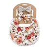 Accessoires pour cheveux 1 Set Born Bavoir Double Face Bébé Bandeau Fringé Serviette De Salive Imprimé Floral Garçon Et Fille Bandana Hiccup Tissu D'alimentation