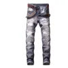 Fashion Men's foreign trade light blue black jeans pants motorcycle biker men washing to do the old fold men Trousers Casual Runway Denim