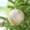 Décoration de fête boule d'ornement de noël Dia 8cm, pendentif de noël en mousse, feuilles d'argent de mariage, fournitures suspendues en gros