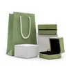Jewelry Pouches Bags Brand Simple Nice Jewellery Bracelet Box Set Suede Green Color Case Four-leaf Clover Necklace Packaging Pape281r
