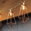 Cuerdas de 2/3 metros de lámpara de farolillos de Metal, guirnalda de luces de oro rosa, cable de patio trasero alimentado por batería para decoración de Navidad al aire libre