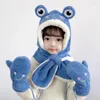 Berets Winter Hat Scarf Gloves Three-piece Set Of Children's Boys And Girls Cute Frog One Warm Pullover Cap