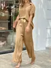 Women's Two Piece Pants Women Elegant 2PCS Summer Blouse And Wide Leg Pants ZANZEA Fashion OL Matching Sets Casual Tracksuits Solid Long Pant Suits 220912