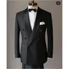 Ternos masculinos Blazers Business Business Real Po Shawl Lapela Men Suits Slim Fit 2 Peças Casamento Groom Roupa personalizada Roupa Casual Conjunto diário Blazer Pant 220909