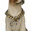 Золотой цвет нержавеющей стали Большой собачья домашняя ошейник ожерелье по ожерелью цепей Кубы поставляется целую 12-32 чокеры2412