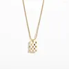 Pendant Necklaces Stainless Steel Rectangle Checkerboard Necklace For Women Girls Ins Stacking Choker Jewelry