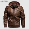 Men's Leather Faux Leather Caranfier Mens jaquetas com capuz de casacos casacos motociclistas Jaqueta de couro Faux Men Classic Winter Jackets Drop 220912