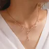 Hanger kettingen lxy-w fashion eenvoudige goud vergulde kwastje waterdruppel kristallen ketting voor vrouwen vintage ketting zoete choker meisje's