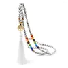 Hanger kettingen mode natuurlijke witte huile stenen kralen ketting 108 mala 7 chakra reiki boom der levens vrouwen mannen yoga sieraden