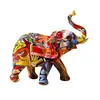 تماثيل الفيل الملونة راتنج فنون تمثال الحيوانات النحت الثروة التمييز المحظوظ للمنزل الزخارف الجمالية