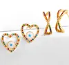 Pendientes de joyas Cúcicas Corazón Color de oro Cz Cz clips de oreja de cristal Sin aretes perforados para mujeres Joyería AH4