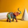 Colorful Elephant figurines Resin Arts Animal Statue Sculpture Wealth Lucky Figurine for Home Aesthetic Decorations