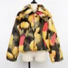 Manteau d'hiver en fausse fourrure pour femmes, court, coloré, veste décontractée, veste chaude et moelleuse, pardessus épais en peluche, bouton couvert, 220912