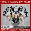 Daytona 675の射出型フェアリング675r 2009-2012 Bodys White Black 150no.21 Daytona675 09 10 11 12 Bodywork Daytona 675 R 2009 2010 2012 OEM Fairing Kit