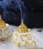 L￡mparas de fragancia Medio Oriente Medio ￡rabe Curno de incienso Golden Metal Golden Retro Style Aroma Difusor