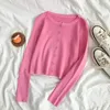 Style coréen col rond tricots courts chandails femmes mince Cardigan mode manches Protection solaire haut court Ropa Mujer t-shirts