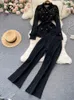 Pantaloni da donna a due pezzi Singreiny pizzo chic set da donna a maniche lunghe estate camicetta elastica baglio