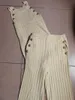 Dames tweedelige broek Amolapha vrouwen breien knoppen Vest midden-kalf 2pcs kledingsets gebreide knop tanktops broekpakken