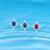 Cluster Rings QLuxury Female Oval Red Green Blue Zircon Ring 925 Sterling Silver Wedding Promise Love Engagement For Women