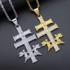 H￤nge halsband m￤n och kvinnor mode accessoariestitanium st￥l guldpl￤terad diamant t￤ckt ￤ngel korshalsband