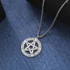 Pendentif Colliers My Shape Wiccan Pentagram Collier Runes Strass Acier inoxydable Supernatural Star Amulette Talisman Bijoux Vintage