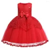 Vestidos de menina 1-6 anos Flor 2022 Big Bow First Communion Girls Pageant Dress Kids PROM PRINCESS