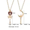 Pendentif Colliers 2022 Mode Anime Baguette Magique Collier Coeur Couronne Lune avec Alliage Strass pour Fille Enfants