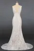 Mermaid Wedding Dress Open Back V Neck Elegant Lace Small Trailing Wedding Bride Ivory Slim MY072307