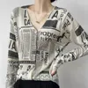 Women's Knits 2022Women Sweater Cardigan Winter Cashmere Top Casual Cardigans Doodle Pattern Fashion Knit Jacket Sueters Mujer